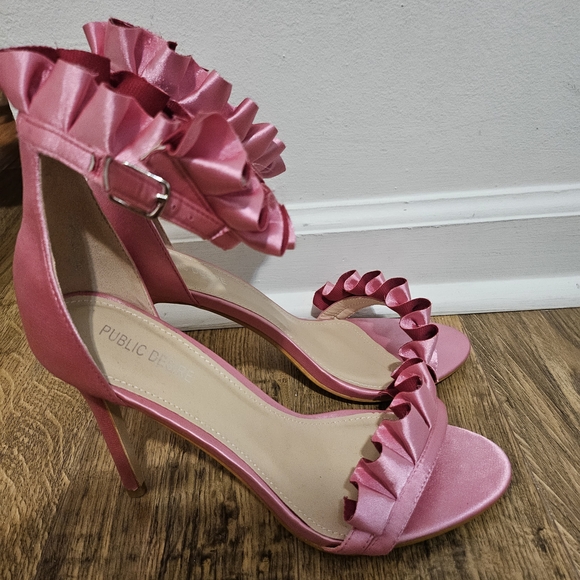 Pink Ruffle Women's Heels - Picture 2 of 6